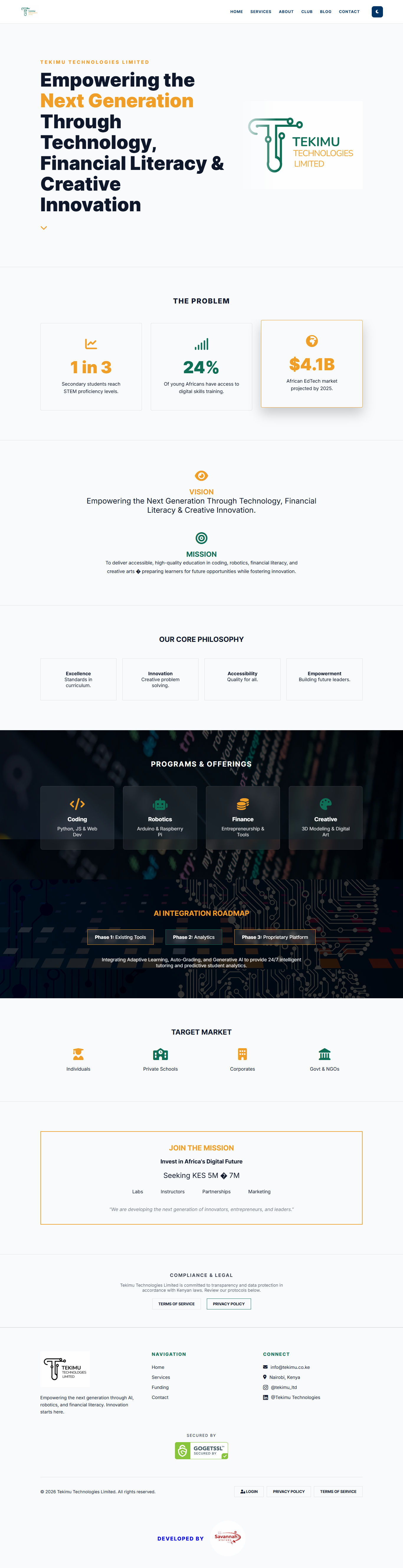 Tekimu Technologies Website